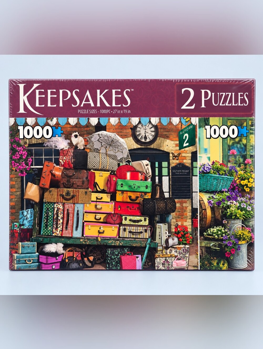 Sure-Lox Keepsakes 2 Puzzle Set 1000 Piece Ea NEW FACTORY SEALED Collectible Box